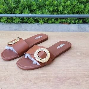 Seychelles Slide Sandals Cognac Size 7.5 NWOT